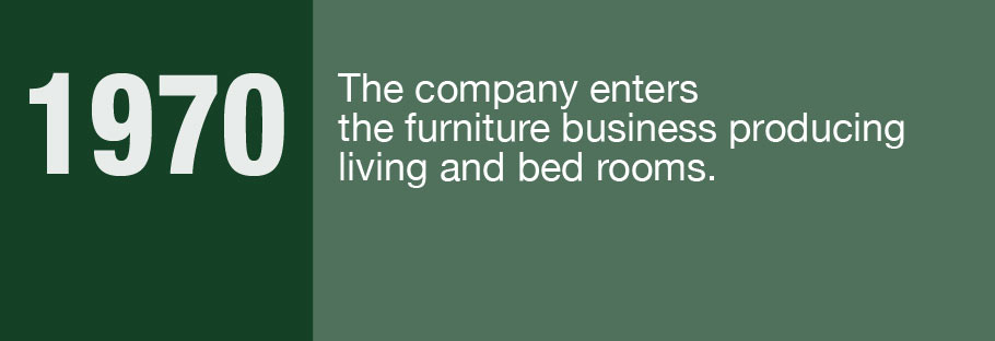 1970: The company enters the furniture business producing living and bed rooms.